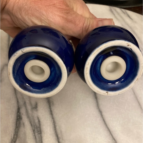 Cobalt Blue Ceramic Salt and Pepper Set - Picture 2 of 3